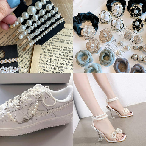 PH PandaHall 6 Sizes White Flat Back Pearls Cabochon 690pcs Flat Pearls Gems for Cup Nails Crafts Shoes Hairband Scrapbooking Embellishment Makeup...