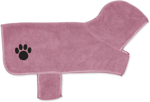 Bone Dry Pet Robe Collection, Embroidered Absorbent Microfiber Bath Robe with Adjustable Closure, for Dogs & Cats, Medium, Rose...