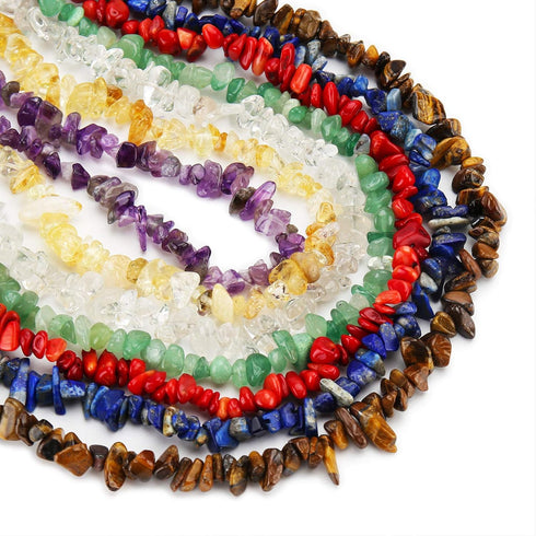 456 PCs Natural Chip Stone Beads, 5-8mm Irregular Multicolor Gemstones Loose Crystal Healing Chakra Rocks with Hole for Jewelry Making DIY Crafts...