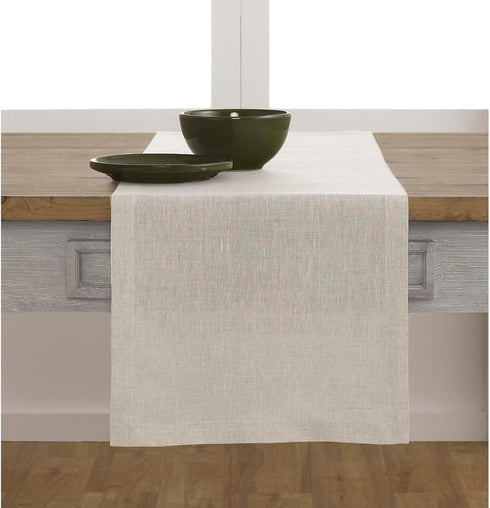 Solino Home Linen Table Runner 48 Inches - 100% Pure Linen Light Natural Table Runner 14 x 48 Inch Ideal for Dresser and Coffee Tables - Summer, F...