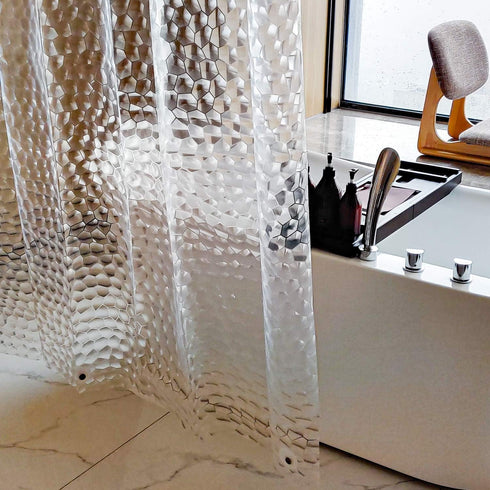 NTBAY EVA Clear Shower Curtain with Water Cube, Water-Repellent Liner with 3 Magnets for Bathroom, 72x72 Inches...