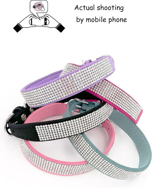 Dog Collar for Small Medium Large Dogs?Small Dog Collar for Female Dogs, Bling Girl Dog Collars, Pink Dog Collar, Rhinestone Puppy Collars (L, Bla...
