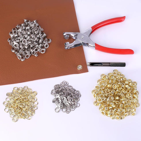 1203PCS Grommet Eyelet Pliers Tool Kit, 1/4 Inch Fabric Leather Hole Eyelets Grommets Punch Pliers, for Fabric, Leather, Belt, Shoes, Clothes...