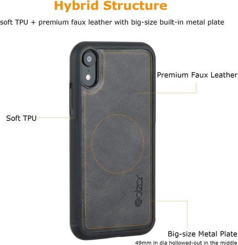 molzar GripBig Series for iPhone XR Case, Built-in Metal Plate for Magnetic Mount, Works with Qi-Certified Chargers, Compatible with Apple iPhone ...