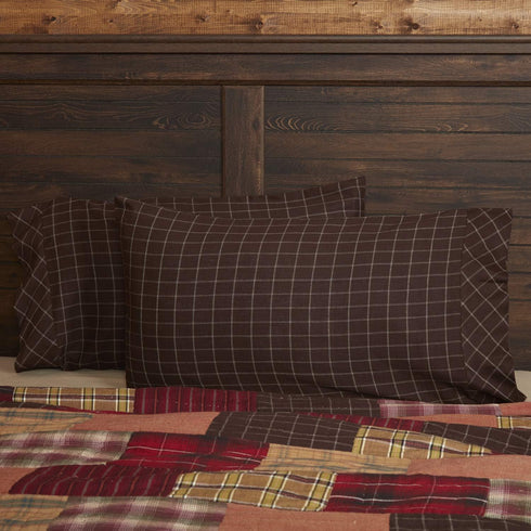 VHC Brands Wyatt Bedding Accessory, Standard Pillowcase Set 21x30, Plaid Tan...