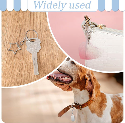 50 Pcs Silver Star Shaped Spring Snap Keychain with Chain Hanging Buckle and Open Jump Ring Star Lobster Claw Clasp Star Keychain Clip for DIY Cra...