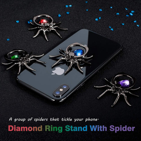 Allengel Spider Phone Ring Holder Stand, Animal Phone Ring Finger Grip Rhinestone Phone Kickstand for All Smartphone (Purple)...