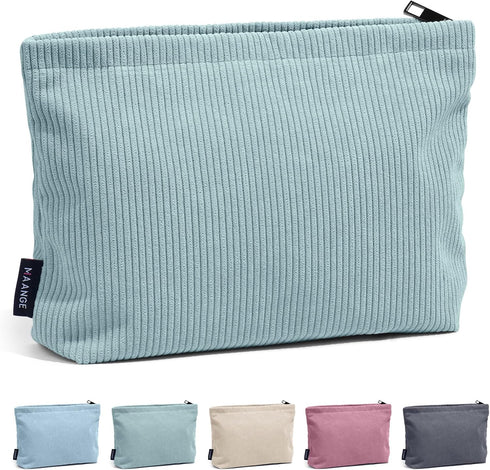 MAANGE Small Makeup Bag For Purse, Travel Cosmetic Bag Makeup Pouch Corduroy Portable Versatile Zipper Pouch For Women (GREEN)...