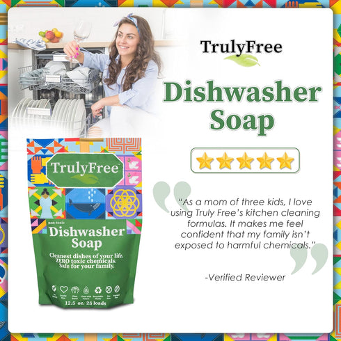 Auto Dishwasher Soap, 12.5oz Bag - Natural Concentrated Formula - Dish Soap, Dishwasher Detergent Cleaning Supplies, Hard Water Stain Remover, Spa...