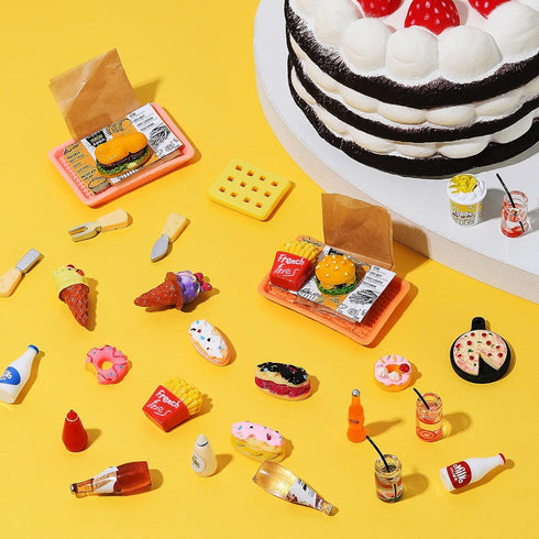 33 Pieces Miniature Fast Food Toy Miniature Food Accessories Play Toys Dollhouse Accessories Hamburger Fries Cake Milk Food Kitchen Accessory Toy ...