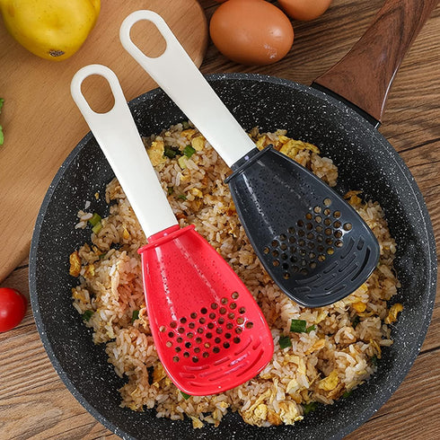 2PCS Multifunctional Kitchen Cooking Spoon, Skimmer Scoop Food Strainers for Cooking, Mashing, Draining, Grating, Non-stick Small Spatula Spoon Ki...