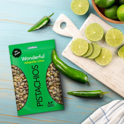 Wonderful Pistachios No Shells, Jalapeño Lime, 11 Ounce Bag, Protein Snack, Pantry Staple...