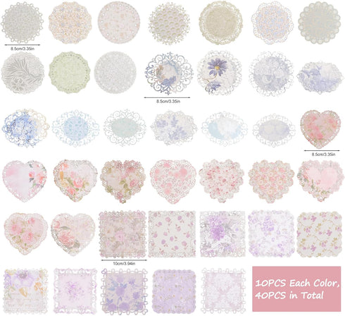 Vintage Scrapbook Paper Lace, 40pcs 4 Different Styles Scrapbook Supplies for DIY Cards, Scrapbooks, Photo Frames, Albums, Crafts, Card Making...