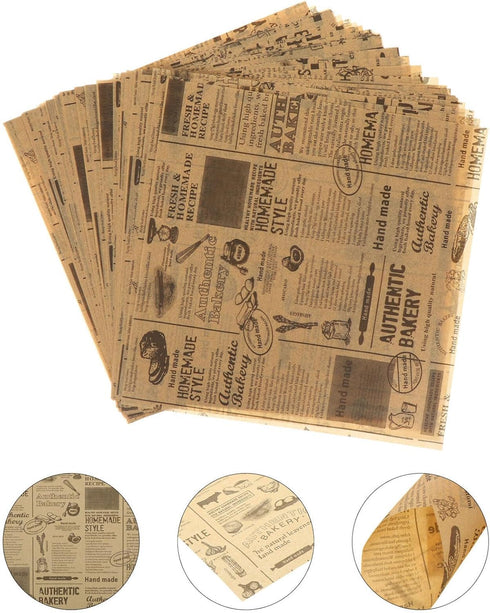 DOITOOL Parchment Paper Sheets 50 Sheets Wax Paper Sheets for Food, Greaseproof Newsprint Vintage Craft Paper Beautiful Baking Paper Grease BBQs f...