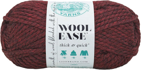 Lion Brand Yarn 640-143 Wool-Ease Thick & Quick Yarn, Claret...