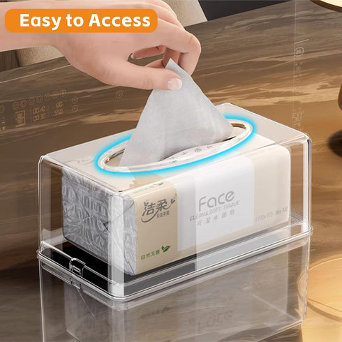 Cq acrylic Tissue Box Holder,Clear Tissue Box Cover Rectangle for Kleenex Tissue Cube Box,Napkin,Facial Tissue Dispenser Box Case for Countertop,B...