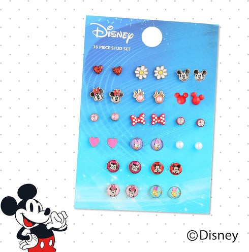 Disney Girls Mickey, Minnie Mouse & Friends Stud Earrings Pack 16 Pairs - Officially Licensed Disney Earrings for Girls...