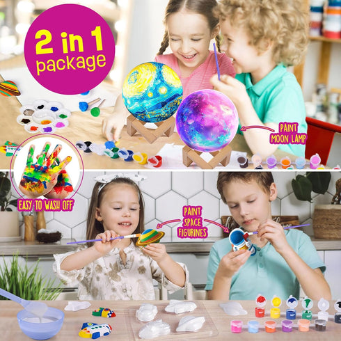 Paint Your Own Moon Lamp Kit, Cool Gifts DIY 3D Space Moon Night Light, Art Supplies Arts & Crafts Kit, Arts and Crafts for Kids Ages 8-12, Toys G...