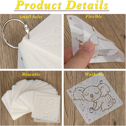 60 Pcs Cute Animals Painting Stencils,Waterproof Drawing Templates for DIY Canvas Fabric Wall Decors Art Set,Reusable Plastic Stencil for Adult DI...