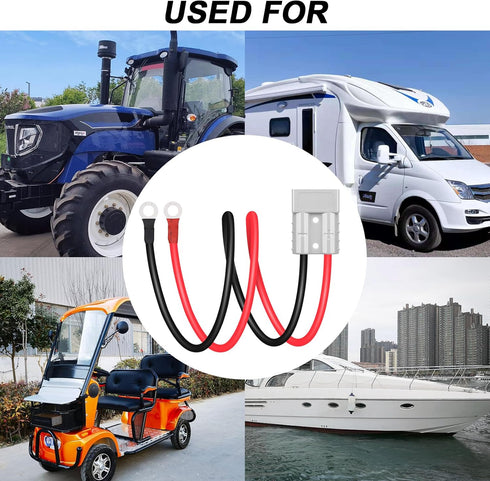 Battery Connector 50A 600V Plug with O-Ring Battery Connector Cable 10AWG 50cm Cable Charging Plug for Forklift Plug for Trailer Winches for Carav...
