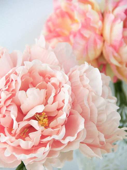 Tinsow Artificial Peony for Home Decoration, 5 Pcs Faux Peonies with Stems, Silk Flowers Bouquet for Wedding Decoration and Flower Arrangement...