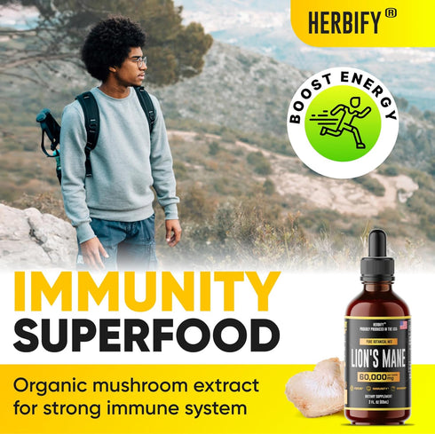 Lions Mane - Lions Mane Mushroom Supplement- Lions Mane Tincture - Natural Immune Support - Lions Mane Tincture for Memory, Focus & Clarity - Dail...