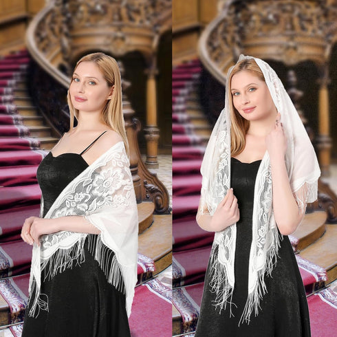 simarro Women Lace Wraps Shawls Soft Mesh Fringe WrapsTriangle Scarf Shawl for Wedding Evening Party Dresses...