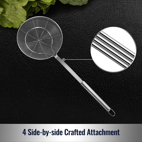 Hiware Solid Stainless Steel Spider Strainer Skimmer Ladle, Kitchen Utensils Wire Strainer Pasta Spoon, 7 Inch...