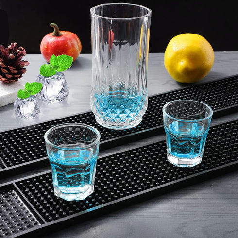 Facmogu 2PCS Rubber Bar Mats, 24x3" / 60x8cm Coffee Bar Countertop Spill Mats, Rubber PVC Kitchen Drink Service Mat, Rail Runner Drip Mat, Non Sli...
