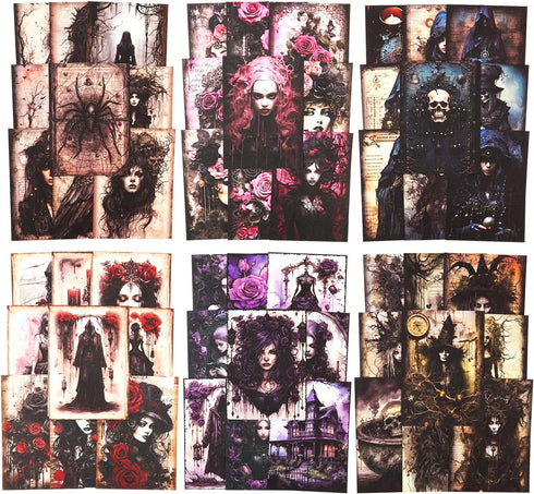 Gothic Scrapbook Paper Set, 180 PCS Dark Ephemera Pack for Junk Journaling, Scrapbooking, Crafting, DIY Projects, Diaries, and Art Supplies...