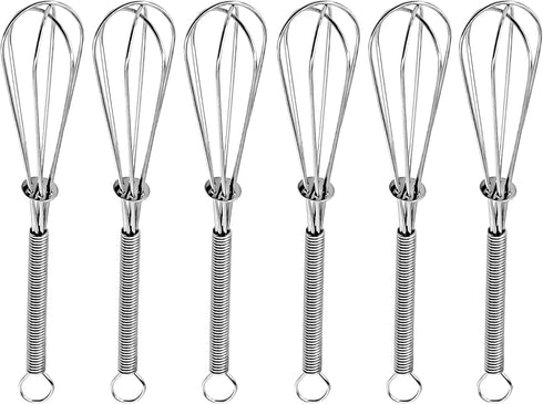 Anaeat 6 Pack Small Wire Whisks, Portable Stainless Steel Kitchen Tiny Whisk & Egg Beater with Thick Wire - Sturdy Mini Mixing Balloon for Cooking...