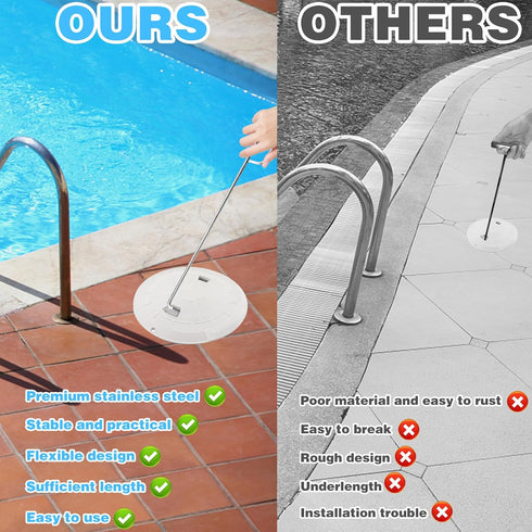 Pool Skimmer Basket Hook Tool, Stainless Steel pool Skimmer Hook Extended Knee Protection Skimmer Basket Handle for Cleaning Swimming Pool Debris ...