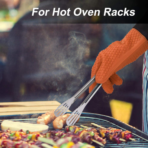 uxcell Silicone Oven Mitts, Heat Resistant Gloves Dutch Pot Holders, Kitchen Hand Protection, Non-Slip Grip Double Oven Gloves, with Hanging Loop,...