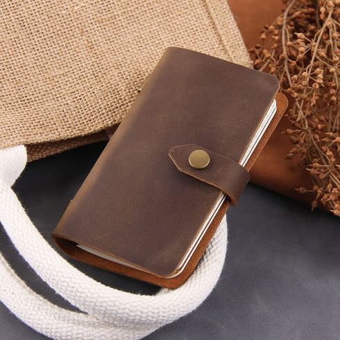 Leather Small Travel Journal Notebook, Vintage Daily Journal notebook Lined Paper, Handmade Mini Leather Notepad for Women & Men(2 pack/brown*2)...
