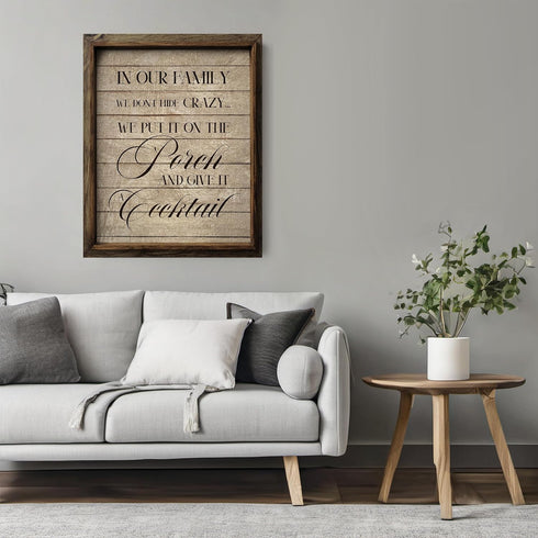 Posterizer 1 pcs-Our Family Doesn't Hide crazy-outside sign-Comedy Art-Typography Art-Gift for Men Women Entrepreneur Teens-Chic Home Decor- UNFRA...