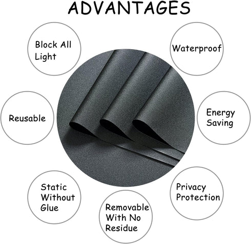 Blackout Window Film, Static Cling Window Tint 100% Light Blocking No-Glue Window Cover for Home Privacy, Room Darkening, Nap Time, Aquarium, Baby...