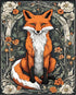 Posterizer 1 pcs- Abstract red fox standing between flowers-Art for Animal Lovers-Floral Botanical Art- Gift for Men Women Entrepreneur Teens-Deco...