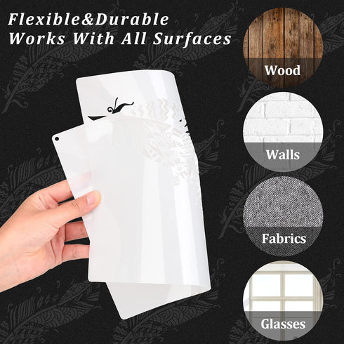 6 Pieces Decorative Mandala Feather Stencil Reusable Mandala Painting Templates Beautiful Stencils for Painting Metal Open Ring for Painting on Wo...