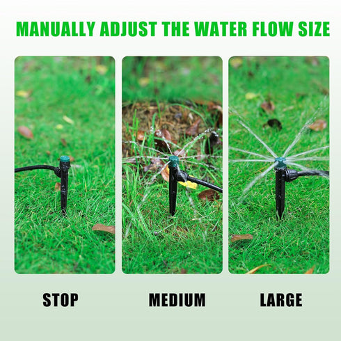 Drip Irrigation Emitters for 1/4" Drip Tubing,5.5" Stake with Adjustable Automatic Irrigation Drippers for (4-7mm) Garden Watering System. (50pcs-...
