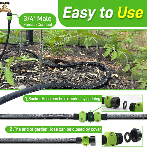 Soaker Hose - 25FT Save 80% Water Drip Flat Garden Hose -Thickened Heavy Duty Double Layer Drip Flexible Leakproof, Drip Watering Hose for Garden ...