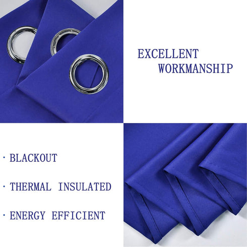 Royal Blue Valances for Bedroom Solid Blackout Thermal Insulated Cobalt Blue Valances for Windows for Living Room Kitchen Loft Grommet Top 1 Panel...
