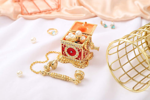 QIFU Hand Painted Enameled Red Telephone Decorative Trinket Box Hinge Unique Gift for Home Decor...