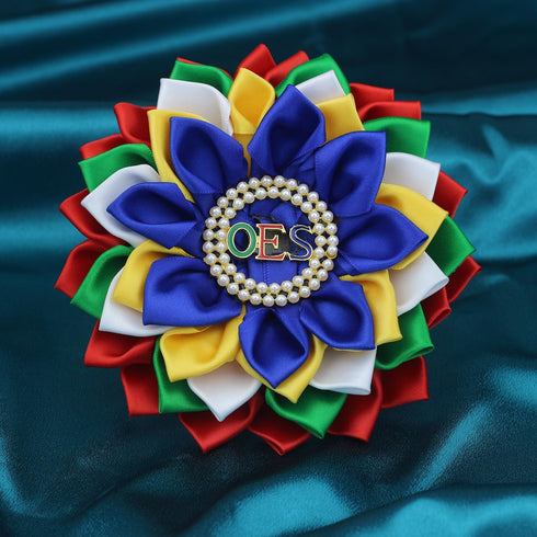 Order of The Eastern Star Brooch Pin for Women OES Brooch Pin Sorority OES Gift Greek Paraphernalia Jewelry Satin & Pearl 5.5" Flower Pin for Sist...
