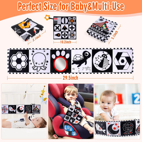 High Contrast Baby Toys for Newborn, Infant Black and White Baby Toys 0-6 6-12 Months, Tummy Time Toys, Soft Crinkle Baby Books Toys for Newborn B...