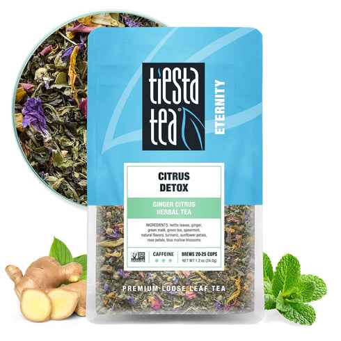 Tiesta Tea - Ginger Citrus Herbal Loose Leaf Tea, Lemon Ginger Tea with Mint and Chamomile, Caffeine-Free, Brew Hot or Iced, Makes Up to 25 Cups, ...