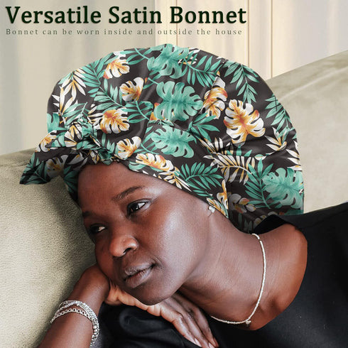 Silk Bonnet for Sleeping - Satin Hair Wraps for Black Women, Curly Hair, Large Bonnet for Braids...