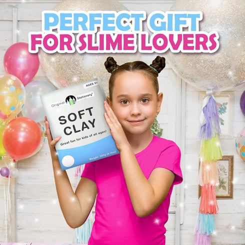 Original Stationery Soft Clay for Slime Making, Moldable Modeling Clay Slime for Art & Craft for Kids, Add to Glue and Shaving Foam to Make Butter...