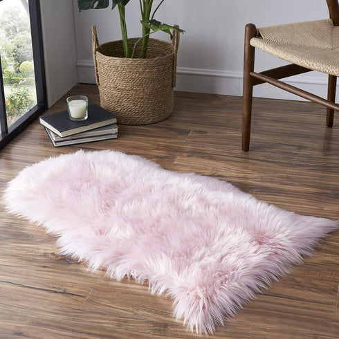 Faux Fur Rug Sofa Chairs Cover, Pink Small Rug for Bedroom, 2X3 Shaggy Furry Rug for Kids Room, Shag Fluffy Rug for Nursery Room, Soft Fuzzy Plush...