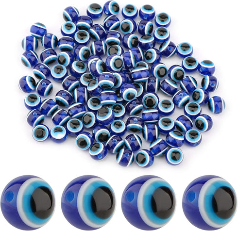 Savita 100pcs Blue Evil Eye Beads Eyeball Beads Handmade Resin Beads Charms for DIY Bracelets Necklace Jewelry Making (10mm/0.4 inch)...