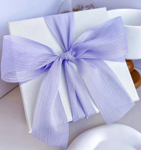 3 Roll 1.5In Wide 16Yd Purple Crinkle Silk Ribbon Handmade Fabric Chiffon Ribbon Craft Ribbon for Bridal Bouquet Gift Wrapping Invitation Home Dec...